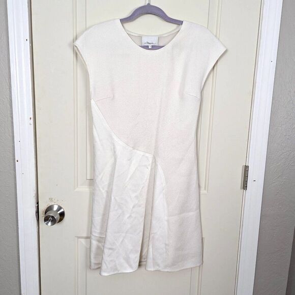 3.1 Phillip Lim | White Asymmetric Cap Sleeve Dress Size 4 - Picture 2 of 9
